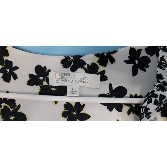 Love Whit Floral Print Puff Sleeve Midi Wrap Dress Feminine Sexy Night Out Sz L - Picture 10 of 14